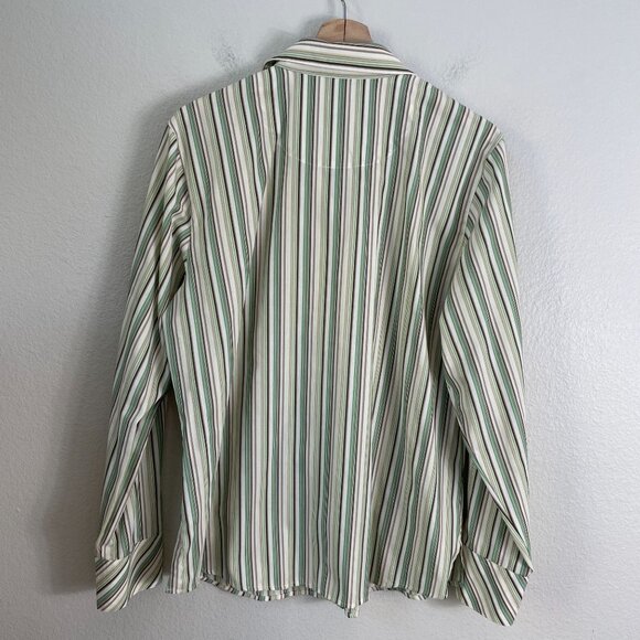 Foxcroft Womens 14 Wrinkle Free Striped Button Up Shirt Long Sleeve Blouse Top - Picture 8 of 9